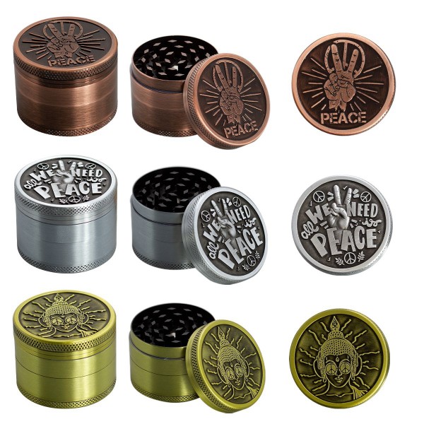 Amsterdam Peace| 4-part Zinc Grinder 50 mm | 12 pcs Mixed Display