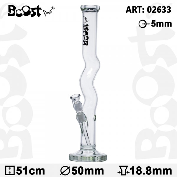 Boost Zig Zag Glass Bong- H:51cm- Ø:50mm- SG:18.8mm- WT:5mm (circa)