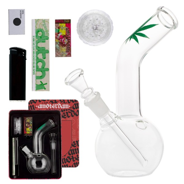 Glass Bong Gift Set Pipe Perfect Gift Lighter & Tips Grinder