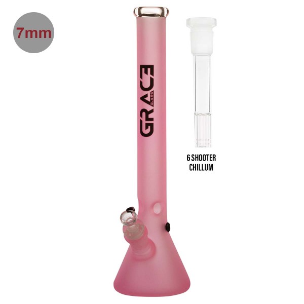 Grace Glass | Pink Pearl Beaker H:50cm - Ø:50mm - SG:29.2mm with 6 shooter 7mm thickness!