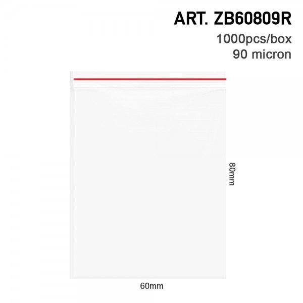 Amsterdam | Zipper Bags 60mm x 80mm 90µ (MU) Red 1000pcs in a display