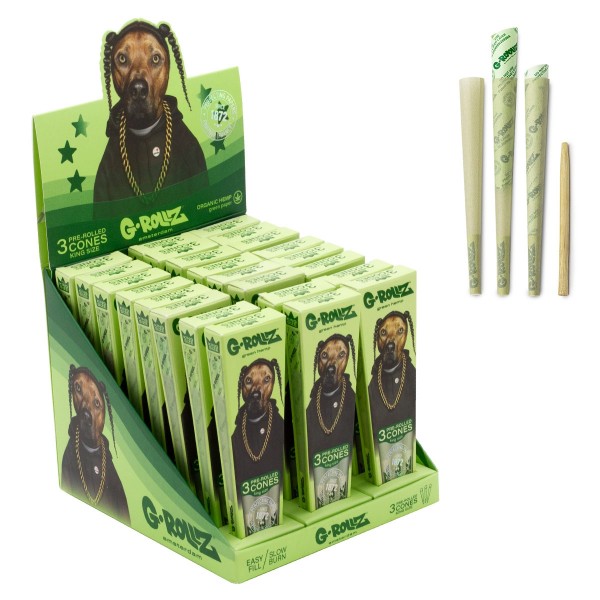 G-Rollz | Pets Rock &quot;Rap&quot; Organic Green Hemp - 3 KS Cones (24 Packs Display)