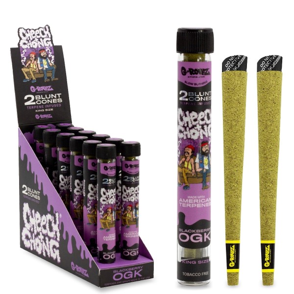 G-Rollz | Cheech &amp; Chong(TM) 2x Terpene Infused Cones &#039;Blackberry OGK&#039; (12 Pack Display)