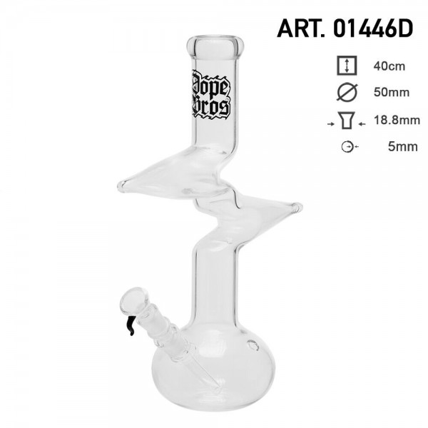 Dope Bros | Zig Zag Glass Bong - H:40cm -Ø:50mm- Socket:18.8mm- WT:5mm (circa)