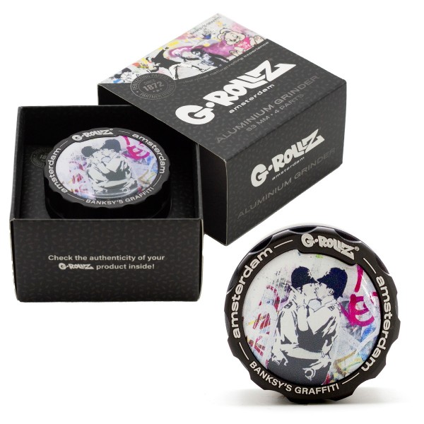 G-Rollz | Banksy Graffiti &#039;Kissing Cops&#039; 4part Grinder - 53mm - 6pc In Display