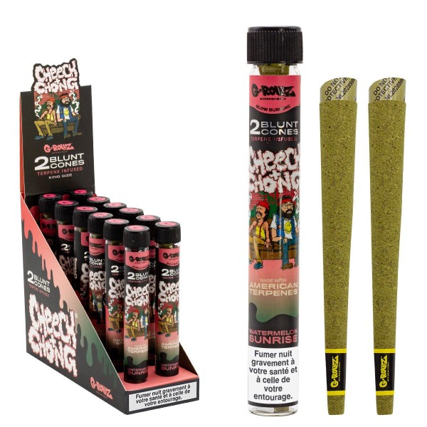 G-Rollz | Cheech &amp; Chong(TM) 2x Terpene Infused Blunt Cones &#039;Watermelon Sunrise&#039; - France Labelling