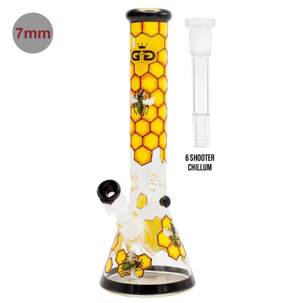 Grace Glass | Beehive Beaker Series H:38cm and the Ø:50mm - SG:18.8mm 6 shooter chillum