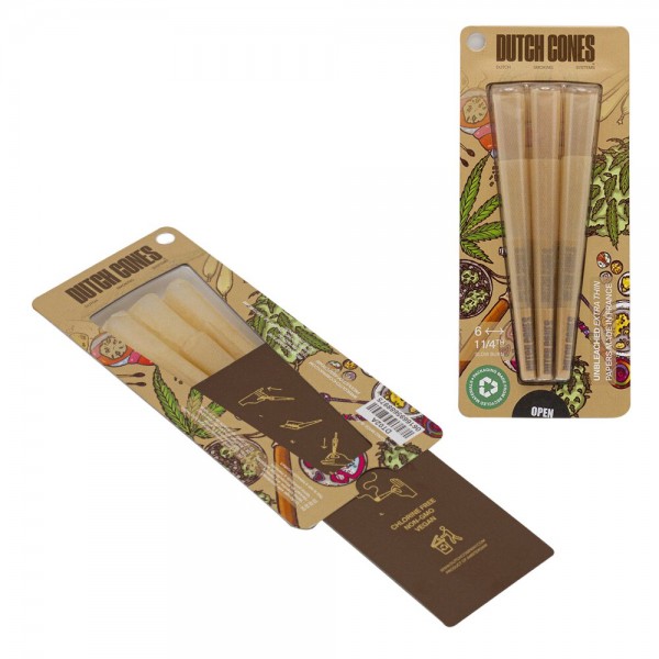 Dutch Cones | 1 1/4 Size Unbleached Pre-Rolled Cones 6pcs in pack &amp; 50 packs in Display