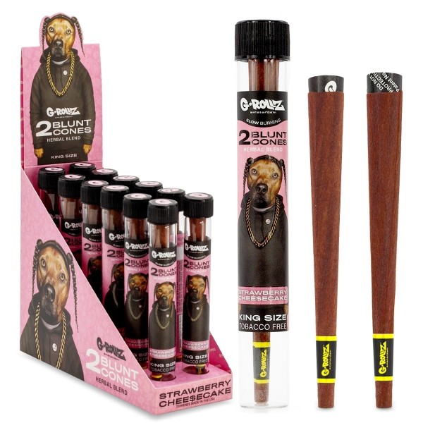 G-ROLLZ x G-Pets | 2 conos KS con terpenos 'The Dog' Strawberry Cheesecake - 12 paquetes/expositor (