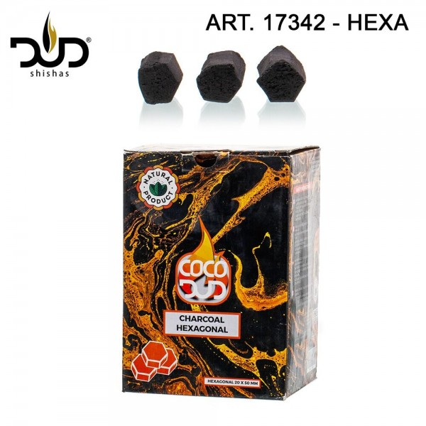 DUD Shisha | CoCo DUD Hexagon Shape-charcoal- 72pcs/box 1 kg