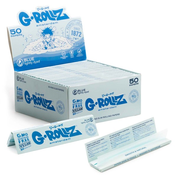 G-Rollz | Lightly Dyed Blue - 50 KS Slim Papers (50 Booklets Display)