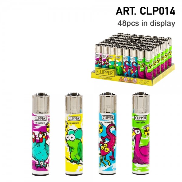 Clipper | Mutant Animals refillable lighters with mixed designs - 48pcs in display