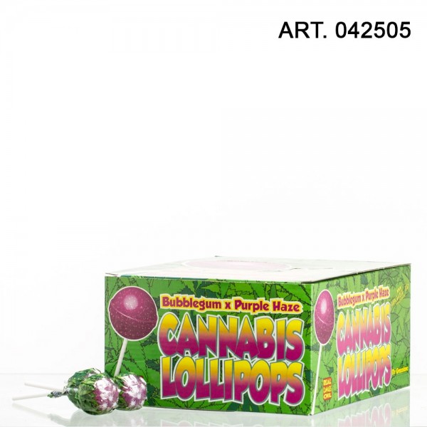 Cannabis Lollipops Bubble gum x flavor Purple Haze 70pcs/ These THC free Cannabis Lollipops come w