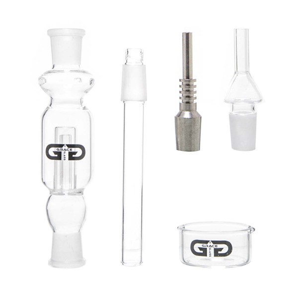 Grace Glass | Nectar Collector - H:34cm- SG:18.8mm - Ø:40mm- Quartz Nail - Titanium Nail - Herbs Bow