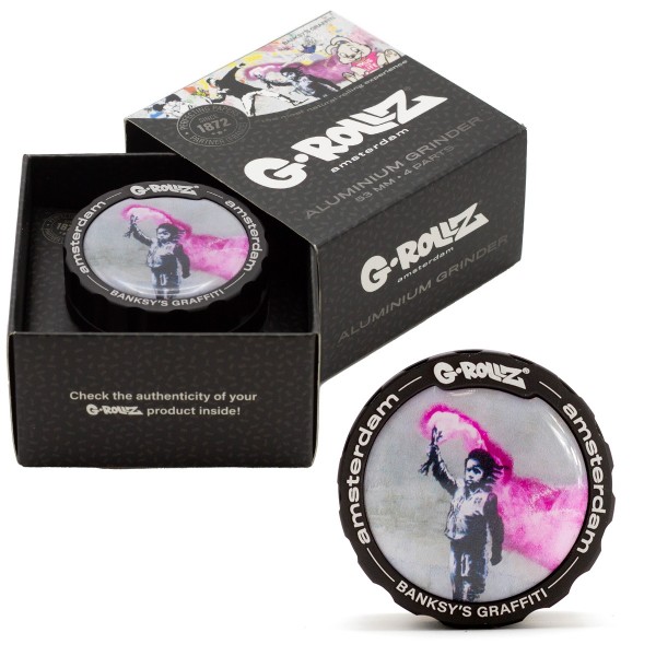 G-Rollz | Banksy Graffiti &#039;Torch Boy&#039; 4part Grinder - 53mm - 6pc In Display