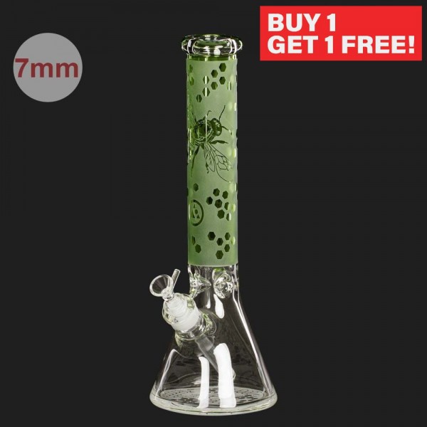 Amsterdam | Limited Edition Mixed Natural Green Beakers - H:38cm - Ø:50mm SG:18.8mm - 7mm thickness