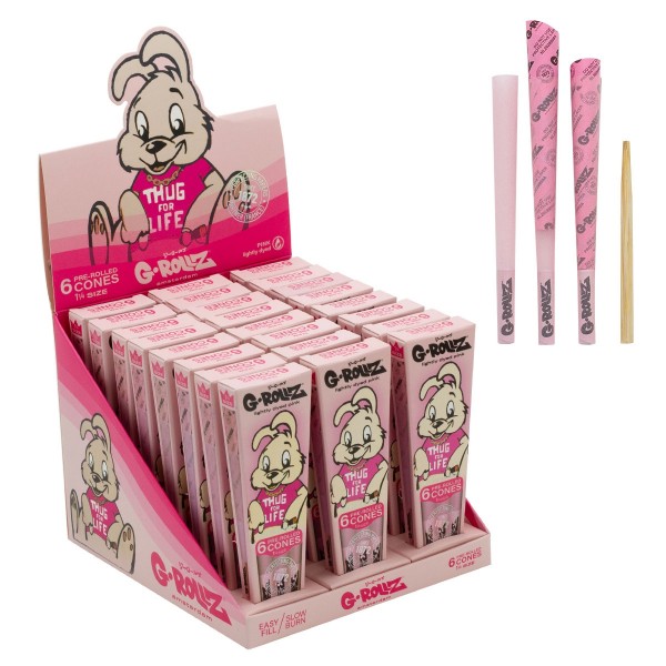 G-Rollz | Banksy Graffiti &quot;Thug for Life&quot; Pink - 6 &#039;1¼&#039; Cones (24 Packs Display)