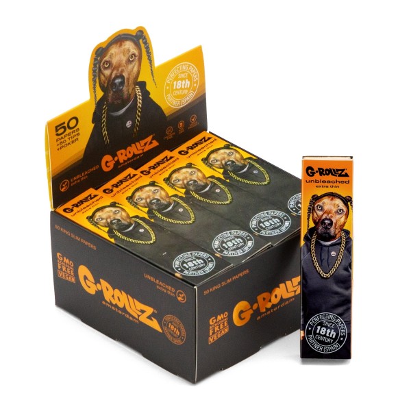 G-Rollz | 'Rap' 50 King Size Unbleached Papers + Tips (20 Booklets Display)