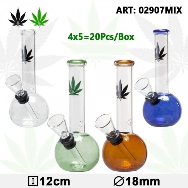 Leaf | Bong Glass Leaf-MIX- H:12cm- Ø: 18mm -20pcs/box