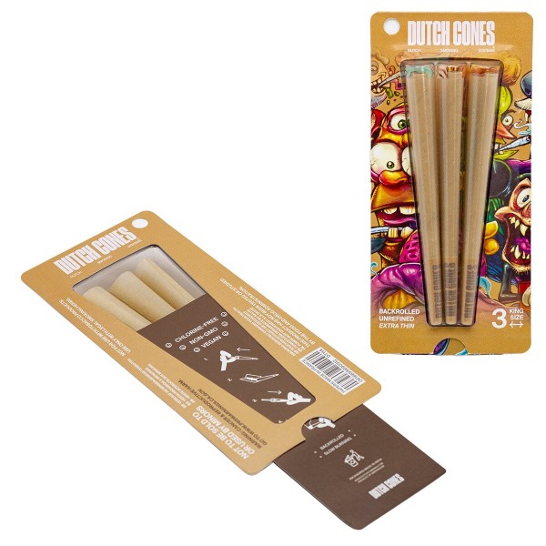 Dutch Cones | KS Unbleached Pre-Rolled Cones 3pcs in pack &amp; 50 packs in Display