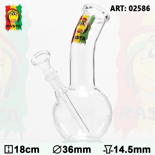 Rasta | Smile Glass Bong- Ø:36mm - H:18cm - Socket:14.5mm