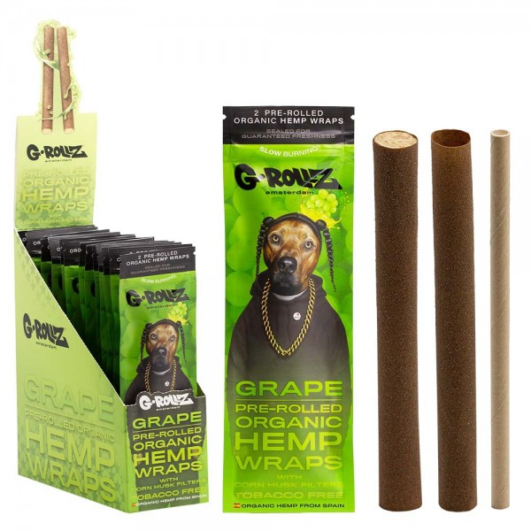 G-ROLLZ | 2x Grape Flavoured Pre-Rolled Hemp Wraps (15 pack Display, 30 wraps) - Rap