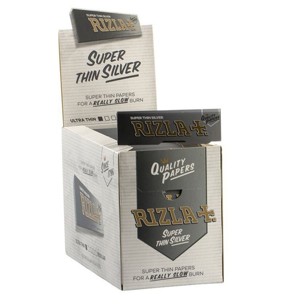 Rizla | Super Thin Silver Rolling Papers 50 leaves per booklet - 100 booklets per display