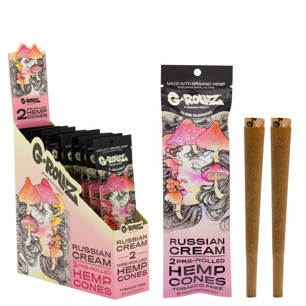 G-Rollz | 2x Russian Cream Flavored Pre-Rolled Hemp Cones (12 Pack Display, 24 Blunts)