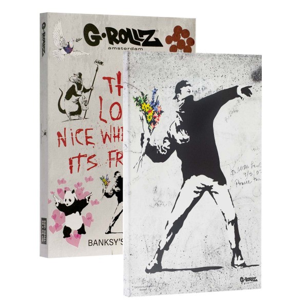 G-Rollz | Banksy&#039;s Graffiti - FLOWER THROWER Canvas (48x67.5x2.5cm)