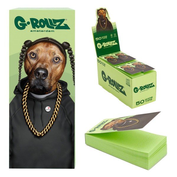 G-ROLLZ | Pets Rock &#039;Rap&#039; Green Filter Tips 2,5 X 6cm 50 Tips Book 24/Display