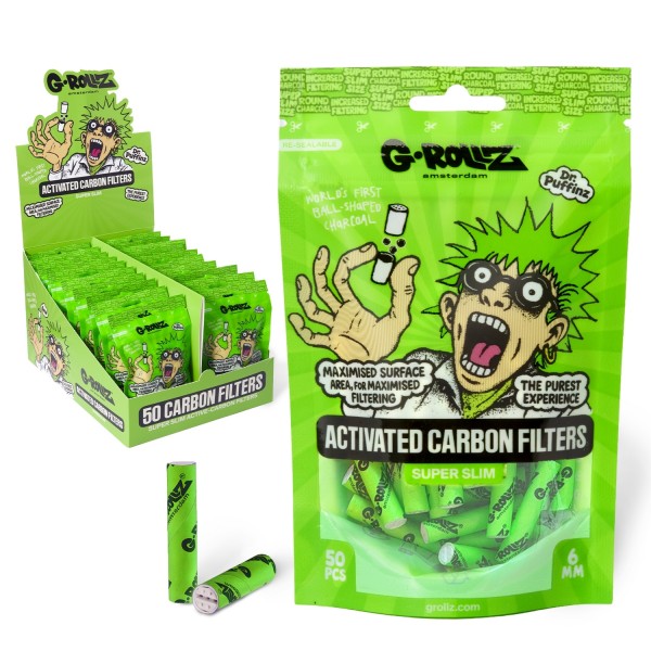 G-Rollz | Activated Carbon Filters - Ø6mm Green - 50 Tips per Pack