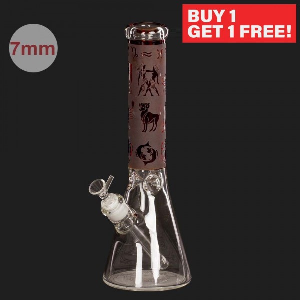 | Limited Edition Mixed Old Egyptian Hieroglyphics Beakers - H:36cm - Ø:50mm SG:18.8mm - 7mm thickne