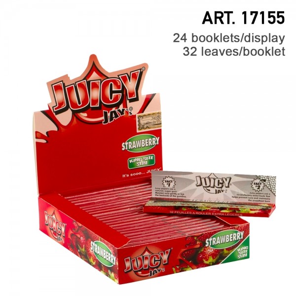 Juicy Jay's | Strawberry flavored King Size Slim rolling papers - 24pcs in a display