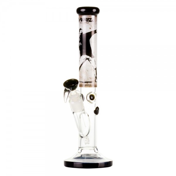 G-Rollz | Banksy&#039;s Graffiti &#039;Flower Thrower&#039; - Straight Bong White H:30cm - Ø:38mm - SG:18.8mm