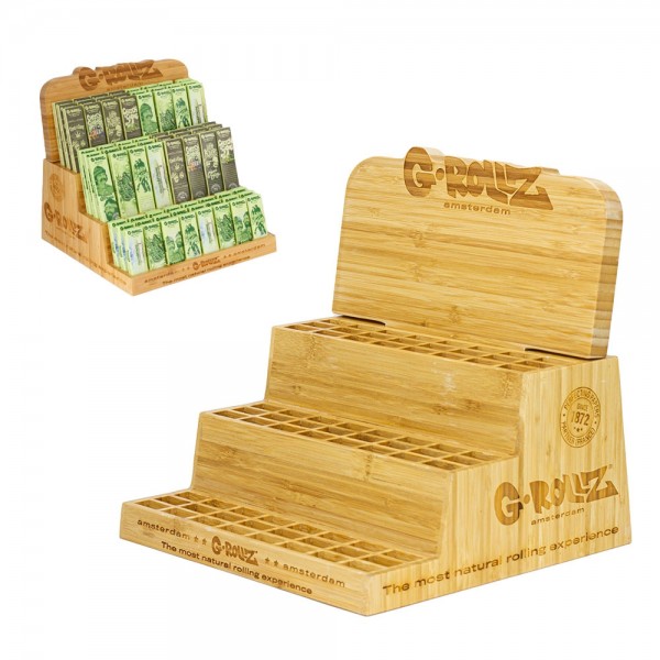 G-ROLLZ | Bamboo Display for King Size &amp; 1 1/4 Size Booklets With Tray and Tips