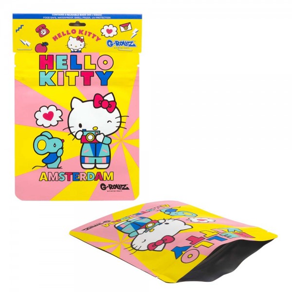 G-Rollz | Hello Kitty &#039;Retro Tourist&#039; 100x125 mm Foodsafe Storage Supplement Pouch - 8pcs in Pack