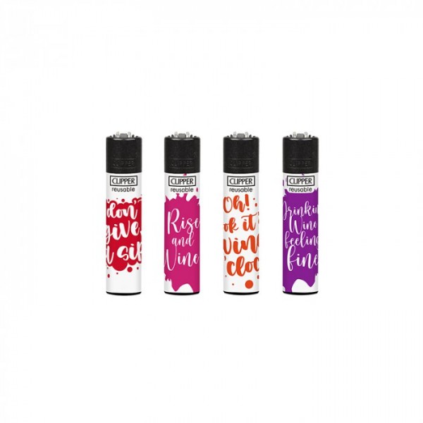 Clipper | Wineabulous refillable lighters with mixed designs - 48pcs in display