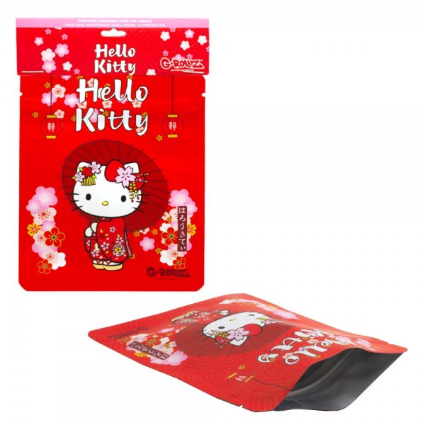 G-Rollz | Hello Kitty &#039;Kimono Red&#039; 100x125 mm Foodsafe Storage Supplement Pouch - 8pcs in Pack