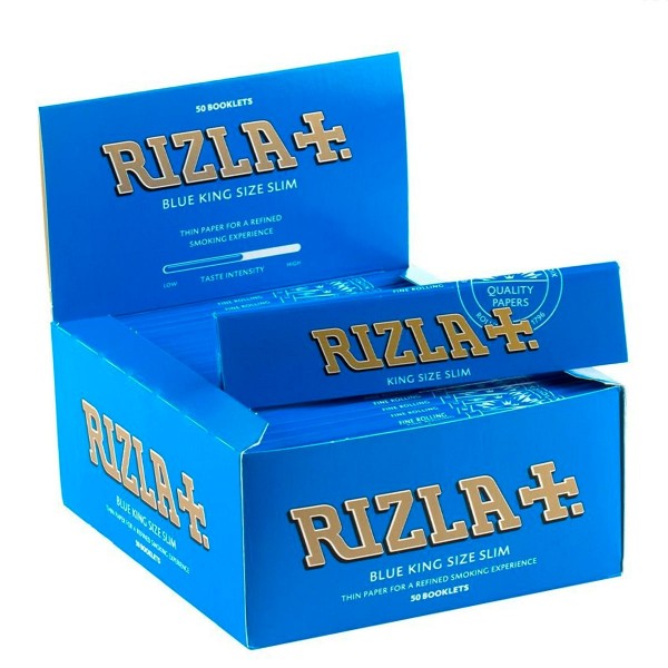 Rizla | Blue King Size Slim Rolling Papers 32 leaves per booklet - 50 booklets per display