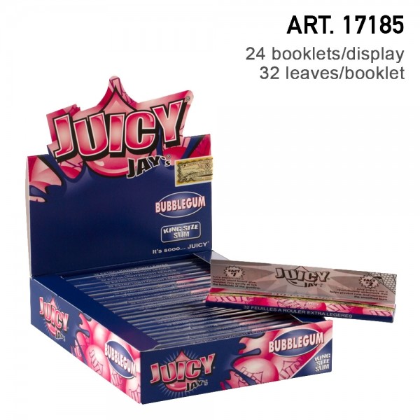 Juicy Jay's | Bublegum flavored King Size Slim rolling papers - 24pcs in a display