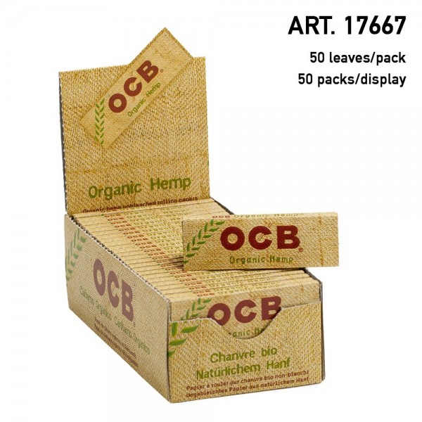 OCB | Organic Hemp 1 1/4 Size 50 leaves per booklet and 50 booklets per display