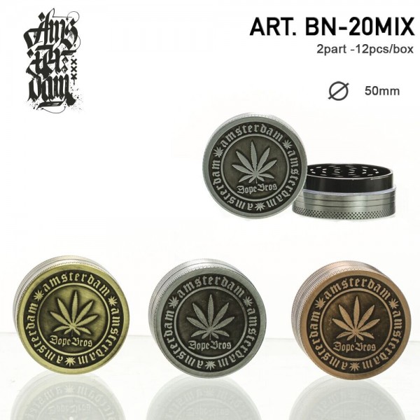 Dope Bros Grinder-Ø:50mm-2part-12pcs/box-mixed colors