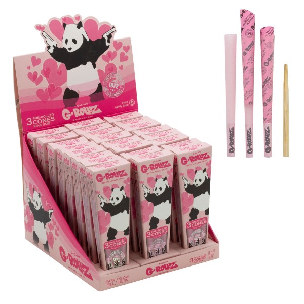 G-Rollz | Banksy Graffiti &quot;Panda Gunnin&#039;&quot; Pink - 3 KS Cones (24 Packs Display)