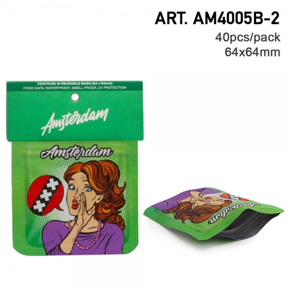 Amsterdam | &#039;XXX&#039; 64x64mm Smell Proof Bags 10pcs in Display