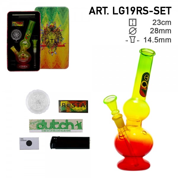 | Four Twenty Rasta Bong giftset with 1 x Bong - 1 x Grinder - 1 x lighter - 5 x screen -