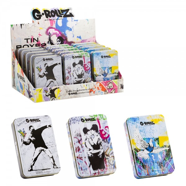 G-Rollz | Graffiti de Banksy Grandes boîtes de rangement 15pcs en présentoir - 13.5x8.5x3 cm