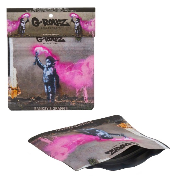 G-Rollz | Banksy&#039;s Graffiti &#039;Torch Boy&#039; 90x80 mm smellproof bag - 10pcs in Display