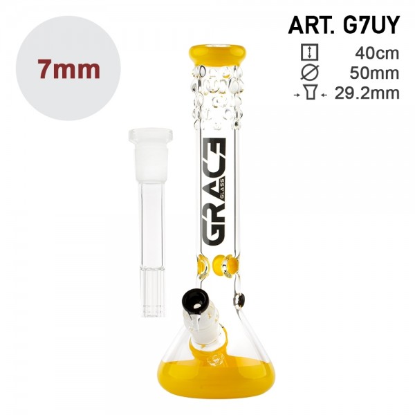 Grace Glass | PEARL Series XL Yellow Frog - H:40cm - Ø:50mm SG:29.2mm with 6 shooter chillum!