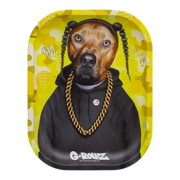 G-ROLLZ x G-Pets | Bandeja de liar pequeña 'Rap' amarillo - 14 x 18 cm