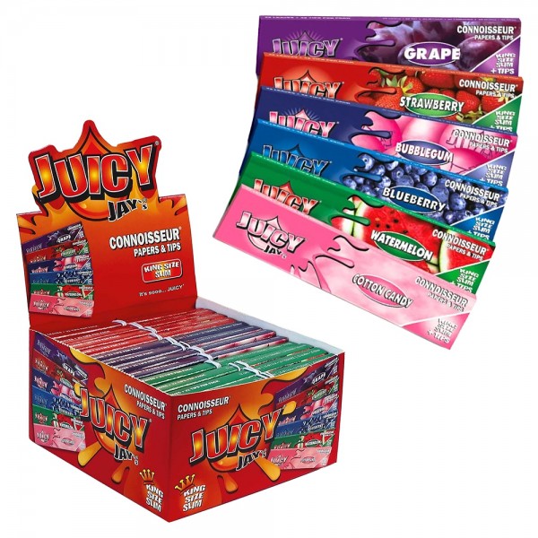 JUICY JAY&#039;S | Connoisseur King Size Slim Mix Papers + Tips (24 Booklets)